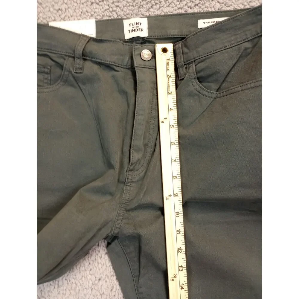 NWT Flint and Tinder Chinos Men's Size 34x32 Green 5 Pocket Tapered Fit (0980)